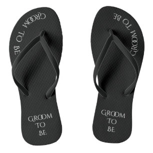 Groom to Be Black Typography Wedding Modern Chic Thongs