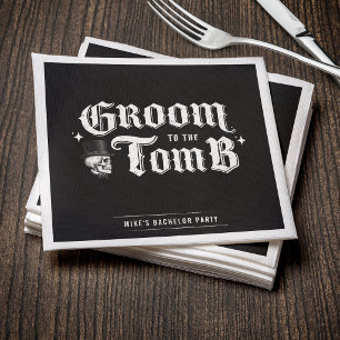 Groom to the Tomb Skull Bachelor Party Napkin