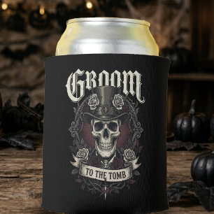 Groom to the Tomb Skull Mr Husband Gothic Wedding Can Cooler