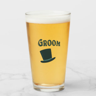 GROOM Top Hat with Custom Name Beer Glass