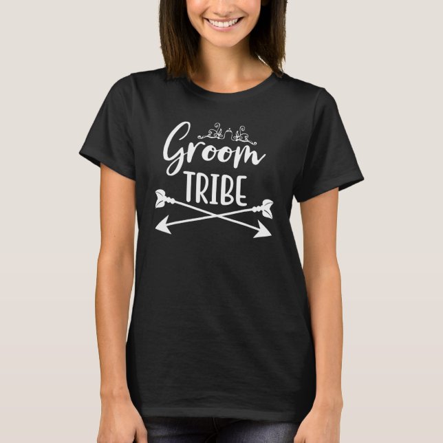 Groom Tribe Matching Cute Arrow Wedding Engagement T-Shirt (Front)