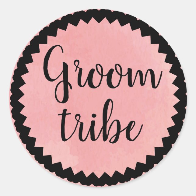 Groom Tribe Pretty Pink Classic Round Sticker (Front)
