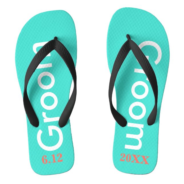 Groom Turquoise Thongs (Footbed)