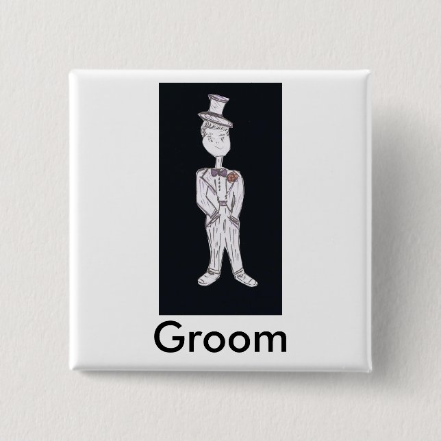 Groom Tuxedo 15 Cm Square Badge (Front)