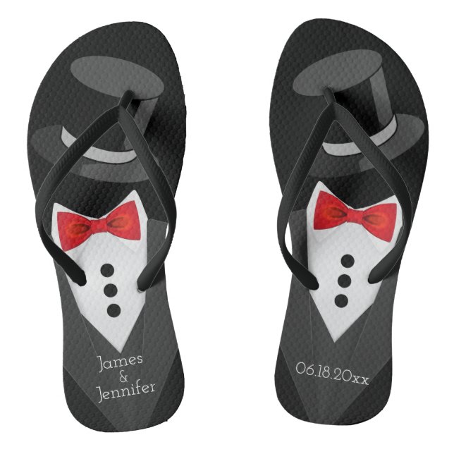 Groom Tuxedo Custom Thongs (Footbed)