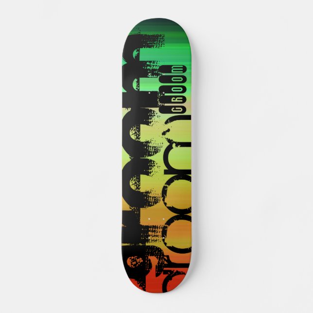 Groom; Vibrant Green, Orange, & Yellow Skateboard (Front)