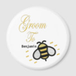 Groom Wedding Gold Bachelor Party Personalise Magnet<br><div class="desc">Groom Wedding Gold Bachelor Party Personalise Magnet has a fun Bee on it for the groom to be. Great and fun for the Groom To Be to use everyday and as giveaways at the Bachelor Party and other events. Personalise it with the Groom to be name.</div>