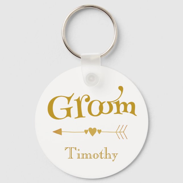 Groom Wedding Keepsake Souvenir Key Ring (Front)