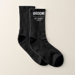 GROOM Wedding | Name & Date Socks<br><div class="desc">Personalized wedding socks are a perfect little gift from the Groom to wear on his wedding day. Featuring the title 'GROOM',  his name and the date of the wedding.</div>