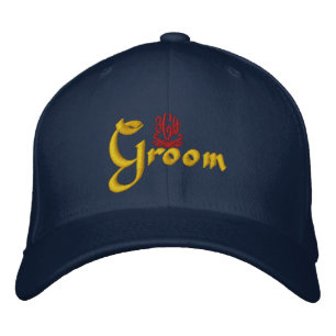 Groom Wedding Navy Embroidered Hat