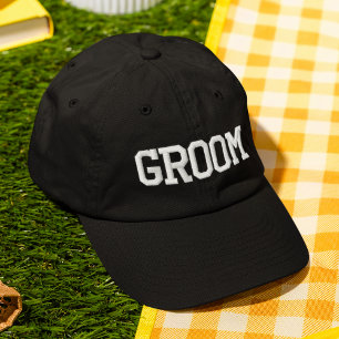 Groom White Embroidered Varsity Wedding Lettering Hat