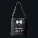 Groom White Tie on Black Wedding Swag Bag<br><div class="desc">These fun bags are designed especially for the groom. They feature an image of a black tie with three buttons and text that reads Groom with a space to enter his name as well as the wedding couple's names and wedding date. Great way to show your thanks for all of...</div>