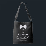 Groom White Tie on Black Wedding Swag Bag<br><div class="desc">These fun bags are designed especially for the groom. They feature an image of a black tie with three buttons and text that reads Groom with a space to enter his name as well as the wedding couple's names and wedding date. Great way to show your thanks for all of...</div>