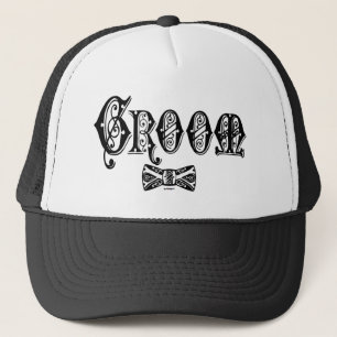 Groom with Bow Tie Black Type Trucker Hat