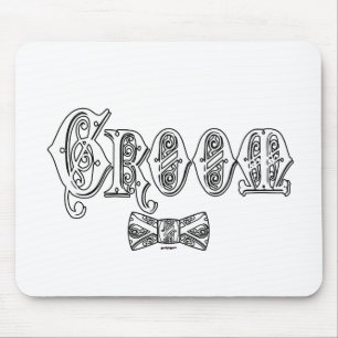 Groom with Bow Tie White and Black Type Mouse Pad