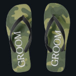 Groom with Green Camoflauge Pattern Thongs<br><div class="desc">A manly design that is perfect for a wedding or bachelor party.</div>