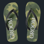 Groom with Green Camoflauge Pattern Thongs<br><div class="desc">A manly design that is perfect for a wedding or bachelor party.</div>