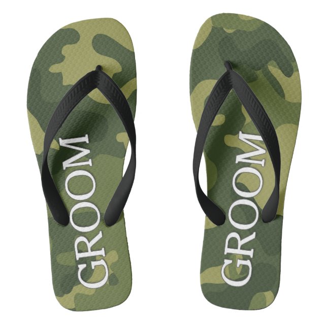 Groom with Green Camoflauge Pattern Thongs (Footbed)