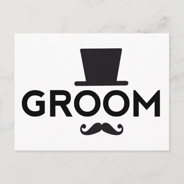 Groom with hat and moustache, word art text design postcard (Front)