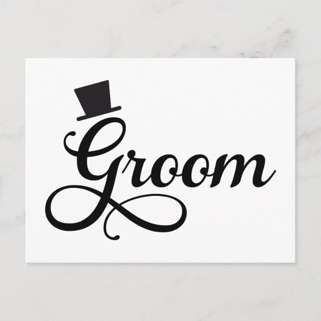 Groom with hat, word art text design postcard (Front)