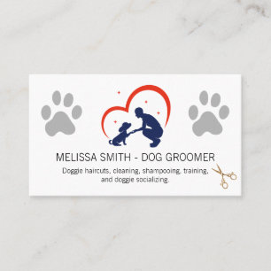 Groomer Care Logo Dog Paw Business Card