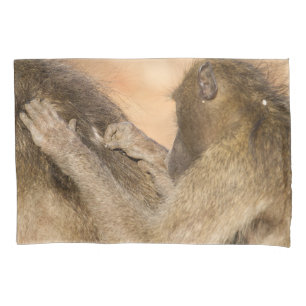 Grooming baboons pillowcase