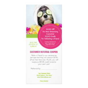 Grooming customer referral coupons rack card