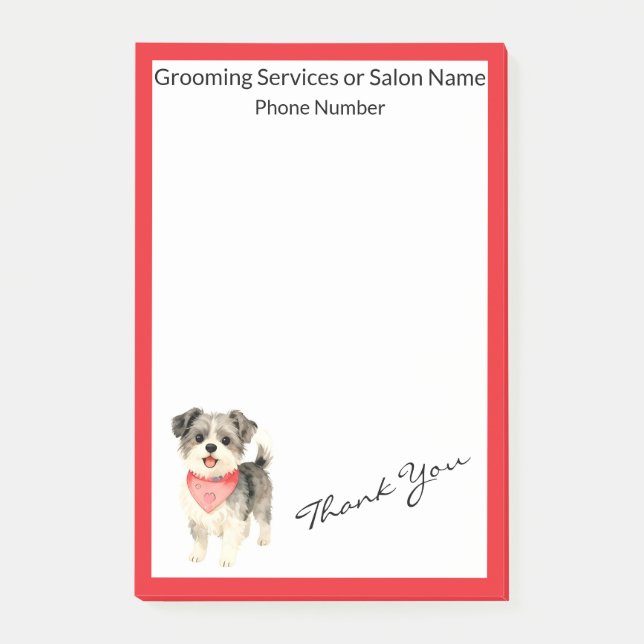 Grooming Dog Personalised Gold Elegant Collection Post-it Notes (Front)