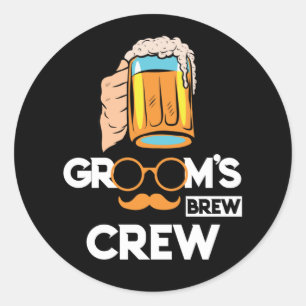 Groom's Brew Crew Groomsmen Bachelor Party Classic Round Sticker