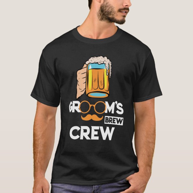 Groom's Brew Crew Groomsmen Bachelor Party T-Shirt (Front)