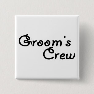 Groom's Crew (Blk) 15 Cm Square Badge