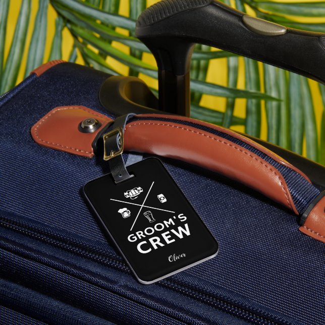 Groom's Crew Groomsmen Honeymoon Travel Luggage Tag (Front Insitu 1)