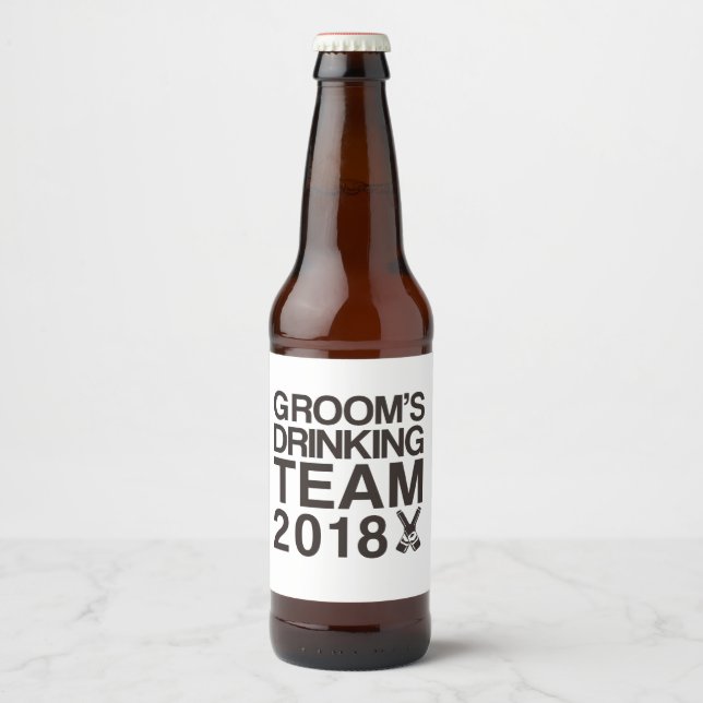 Groom's drinking team 2018 beer bottle label (Front)