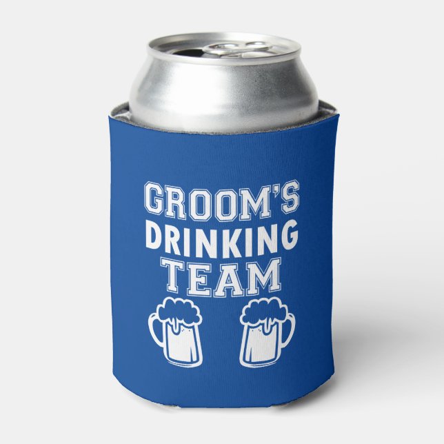 Groom's Drinking Team funny groomsman bachelor par Can Cooler (Can Front)