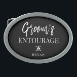 Groom's Entourage | Groomsmen Belt Buckle<br><div class="desc">Let your groomsmen,  best man,  and whole groom's side family know how much you appreciate them being a part of your wedding entourage.  

This personalised belt buckle design features the words "groom's entourage" with a spot underneath for your gift recipient's name.</div>