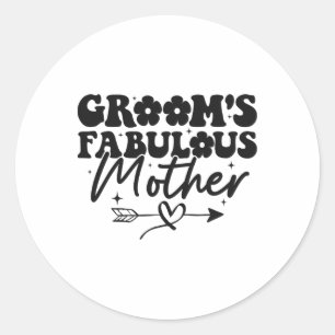 Groom's Fabulous Mother Groovy Mum Of The Groom  Classic Round Sticker