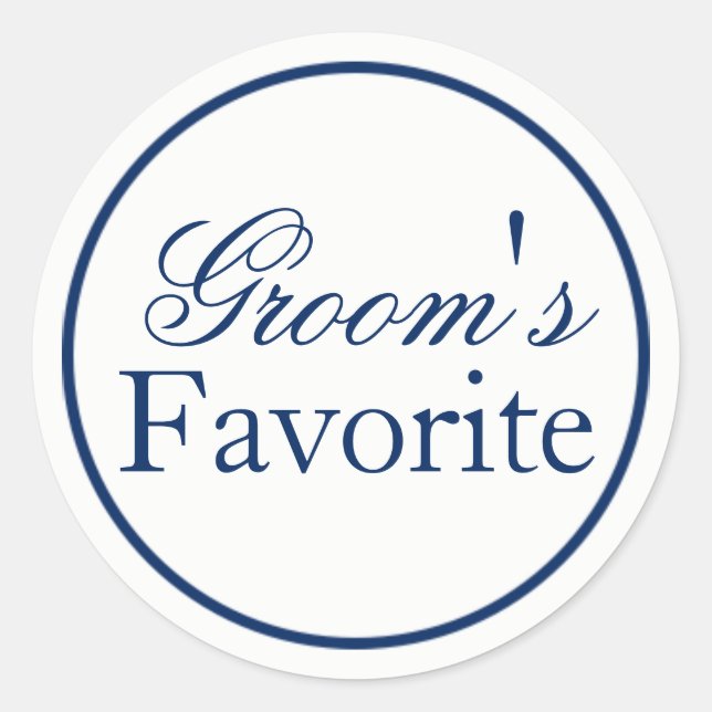 "Groom's Favourite" Wedding Favour Sticker - Navy (Front)