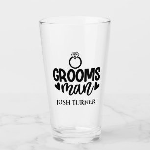 Grooms Man custom typography wedding Glass