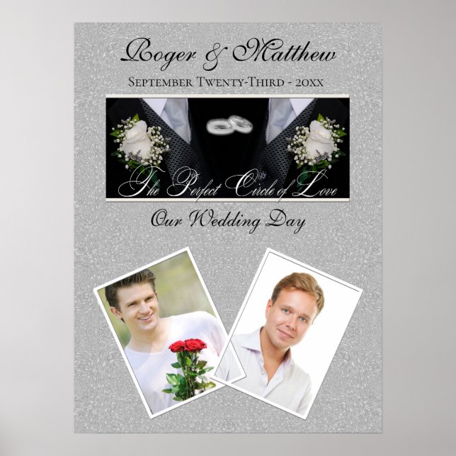 Grooms Photo Two Groom Wedding Day Tuxes Poster (Front)