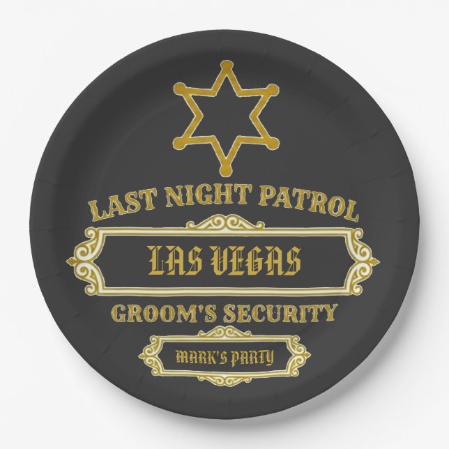 Groom's Security Last Night Patrol Paper Plate (Front)