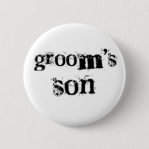 Groom's Son Black Text 6 Cm Round Badge