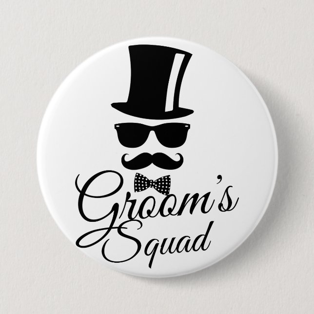 Groom's squad 7.5 cm round badge (Front)