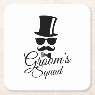 Groom's squad square paper coaster