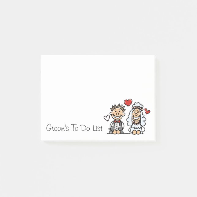 Groom's To Do List Wedding Planner Reminder Note (Front)