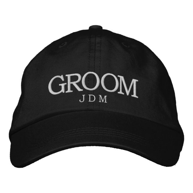 Groom's Wedding Day Monogram Embroidered Hat (Front)