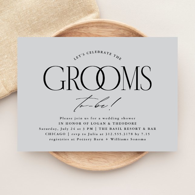 Grooms Wedding Shower Modern Typography Invitation (Creator Uploaded)