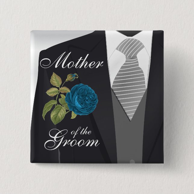 Groom's Wedding Suit Bridal Party - Teal 15 Cm Square Badge (Front)