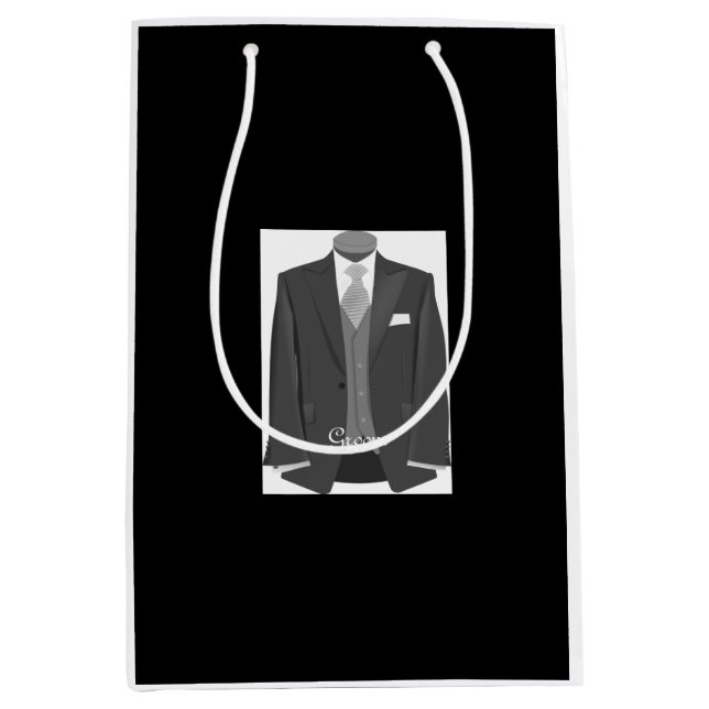 Grooms Wedding Tuxedo Groom Black Gift Bag (Front)