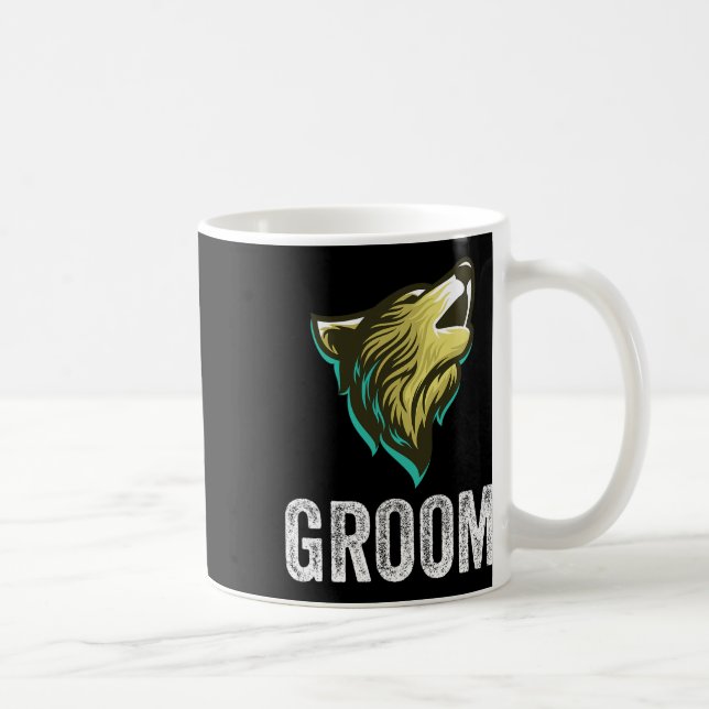 Grooms Wolf Bachelor Wedding Groomsmen Team Party  Coffee Mug (Right)