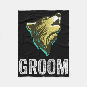 Grooms Wolf Bachelor Wedding Groomsmen Team Party Fleece Blanket